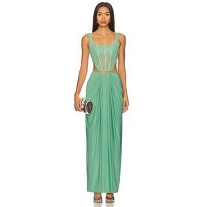New Deme by Gabriella Valentina Set in Green corset maxi dress skirt set